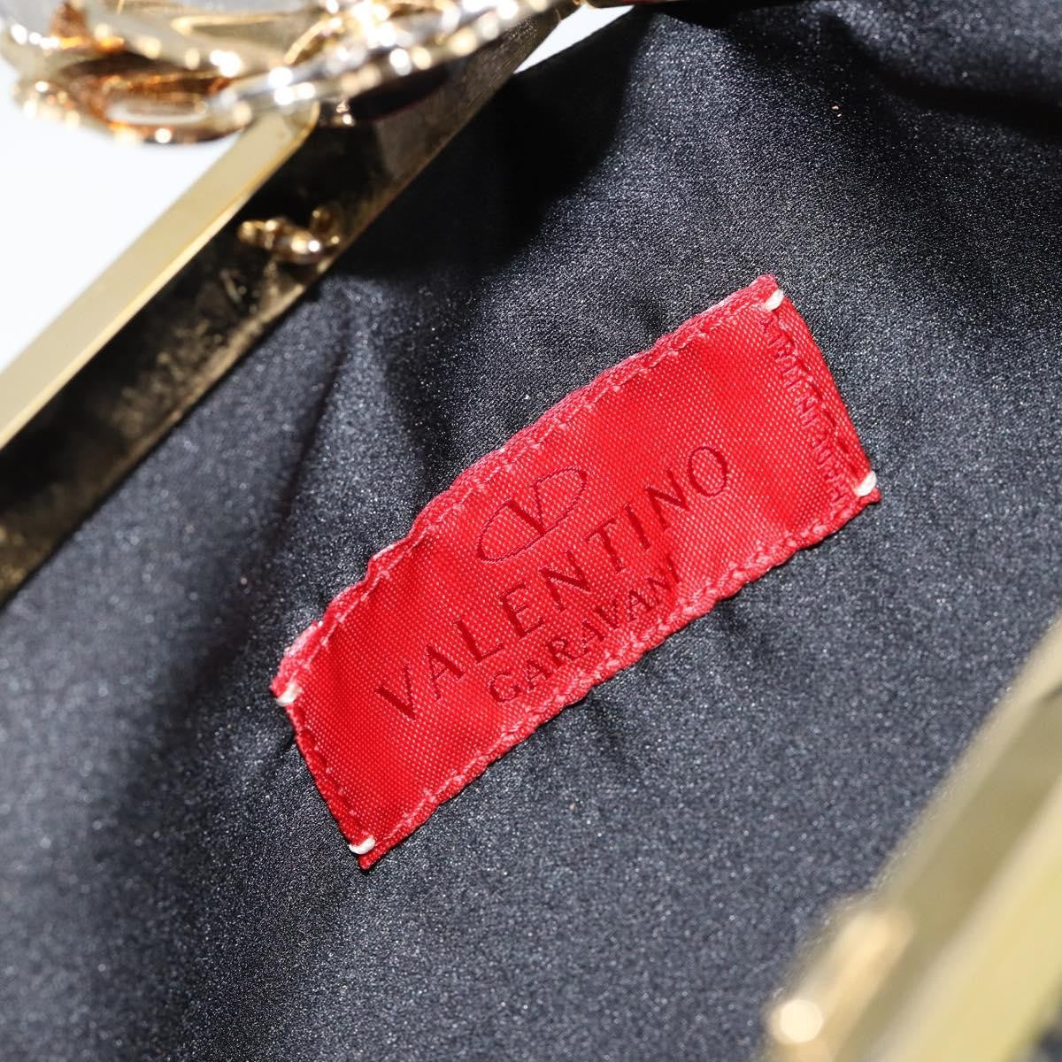 Valentino VALENTINO Hand Bag Satin Brown Gold Authentic bs30808