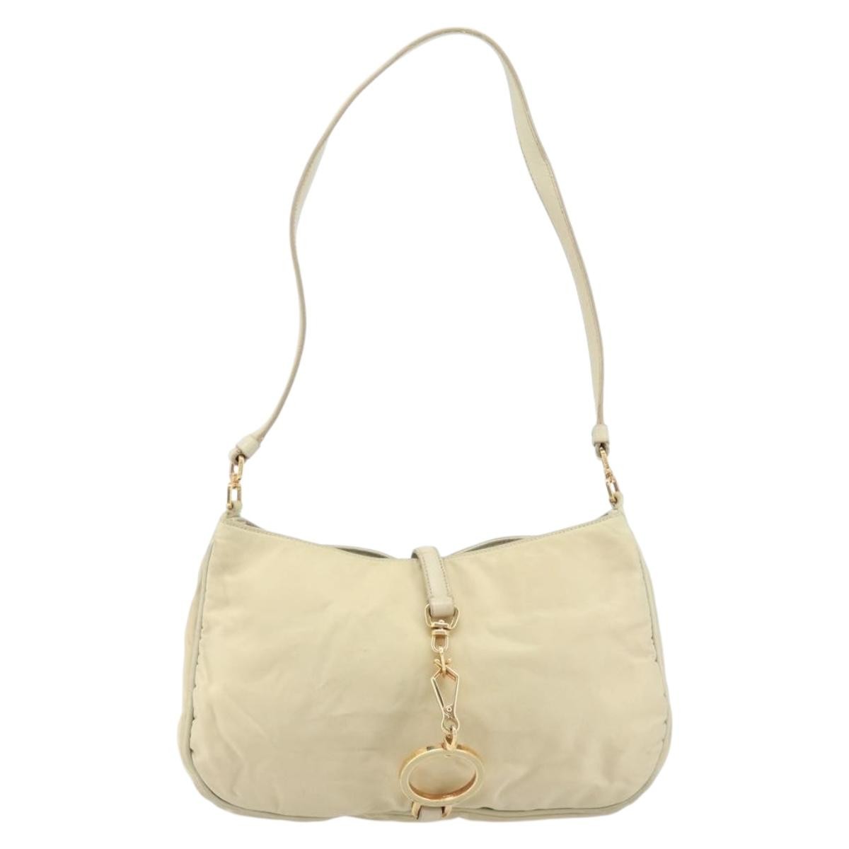 Prada PRADA Shoulder Bag Nylon Beige Gold Authentic LNZ823