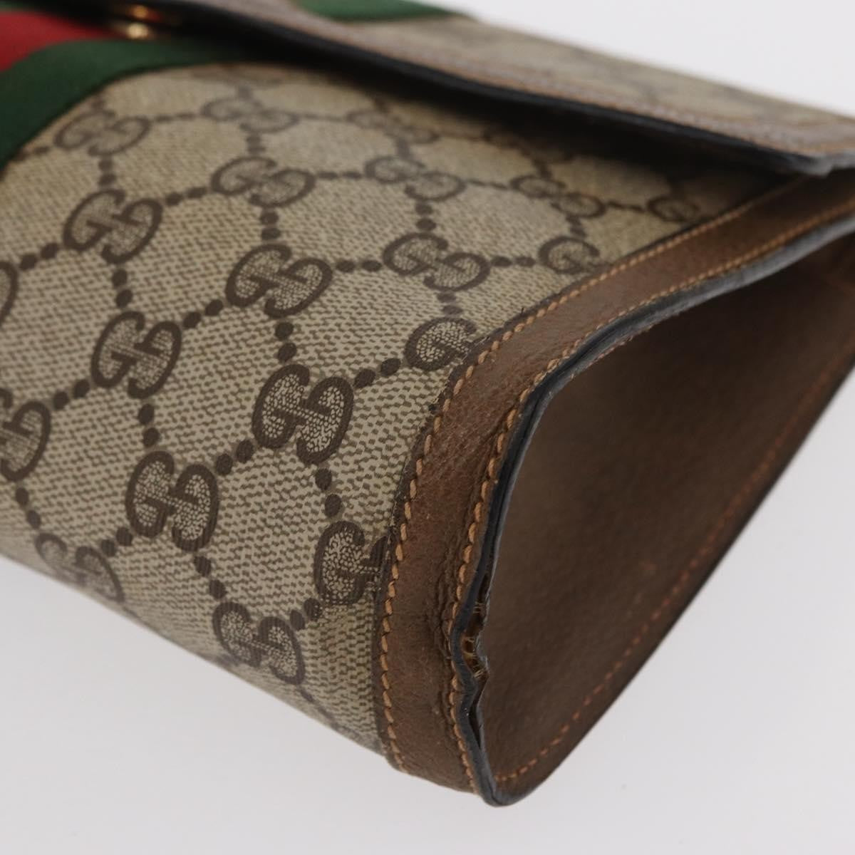 Gucci GUCCI GG Supreme Web Sherry Line Clutch Bag PVC Beige Gold 89 01 006 Authentic 155387