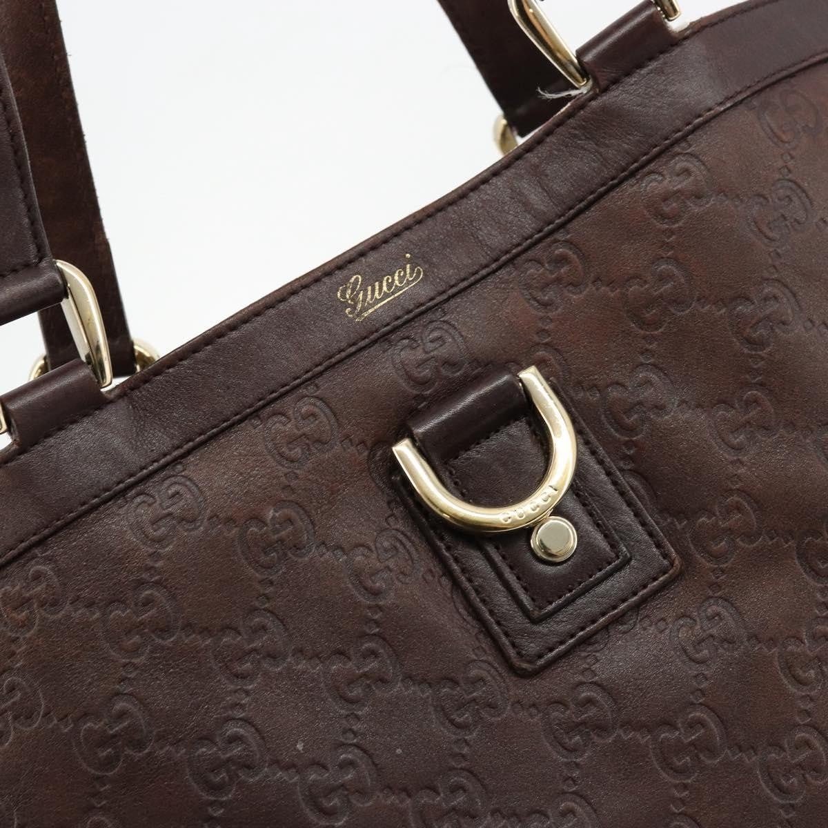 Gucci GUCCI GG Canvas Guccissima Tote Bag Leather Brown Gold 141472 Authentic 176366