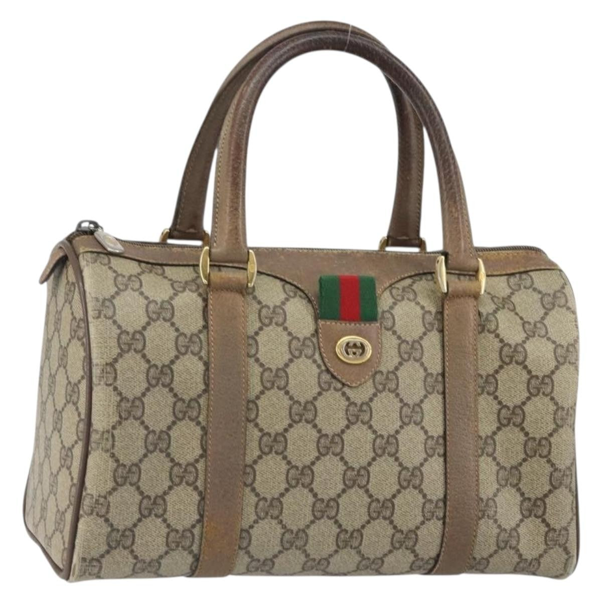 Gucci GUCCI GG Supreme Web Sherry Line Hand Bag PVC Beige 116 02 006 Authentic 162248