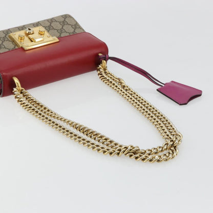 Gucci GUCCI GG Supreme Chain Shoulder Bag PVC Red Gold 409487 Authentic ka4469
