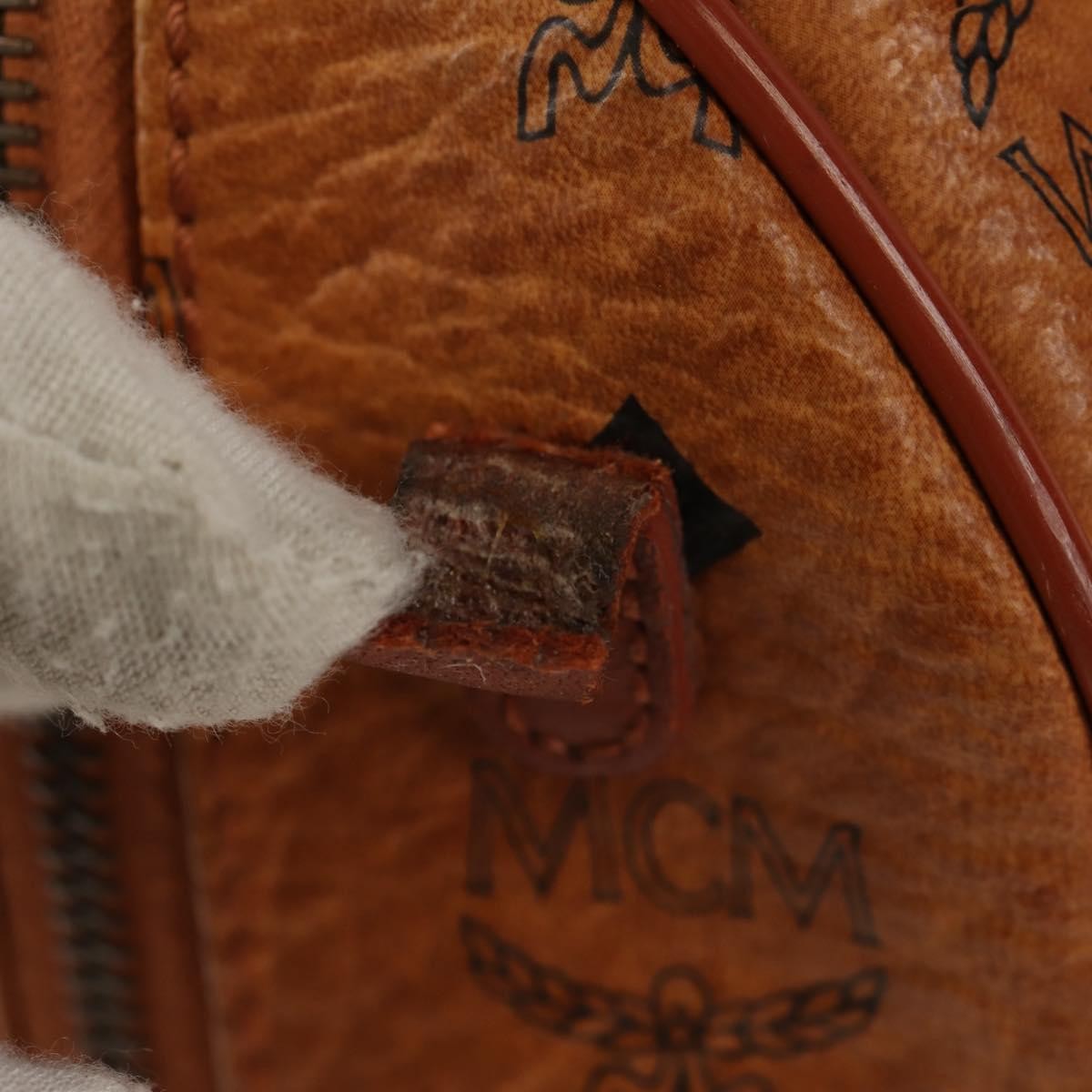 MCM MCM Logogram Vicetos Hand Bag PVC Leather 2way Brown Gold Authentic 158823