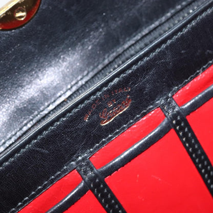 Gucci GUCCI Shoulder Bag Leather Black Gold Authentic mr1988