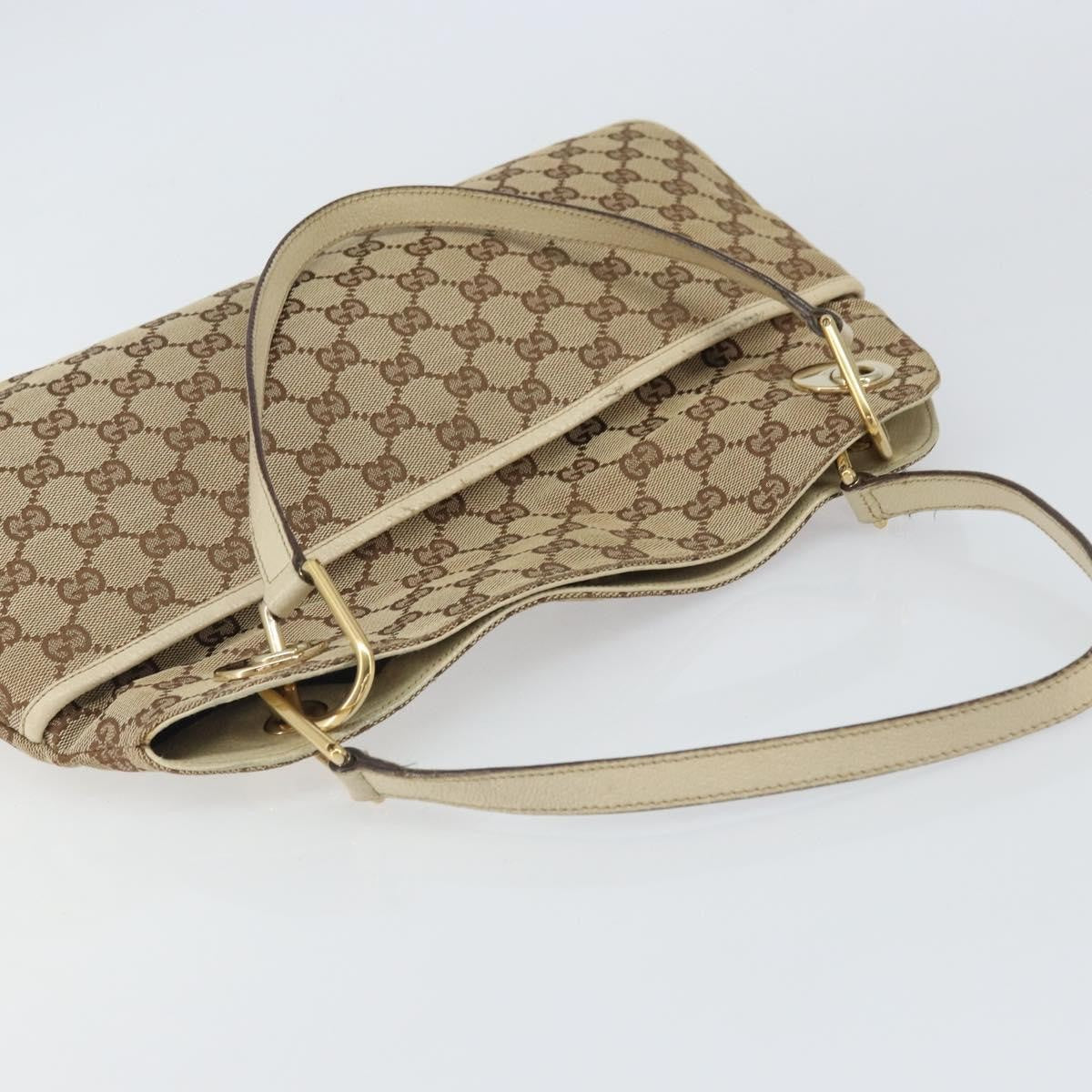 Gucci GUCCI GG Canvas Shoulder Bag Beige Gold 121023 Authentic 162950