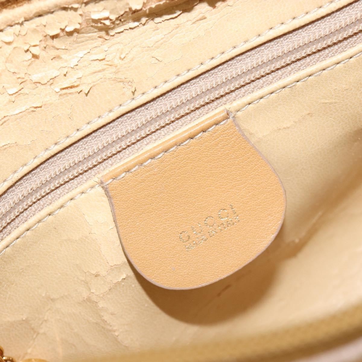 Gucci GUCCI Bamboo Hand Bag Leather 2way Beige Gold Authentic 181116
