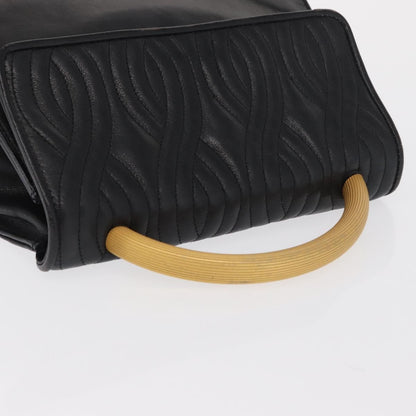 Fendi FENDI Hand Bag Leather Black Gold Authentic 169891