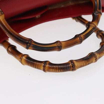 Gucci GUCCI Bamboo Hand Bag Leather Red Gold 002 0260 2615 Authentic ep12137