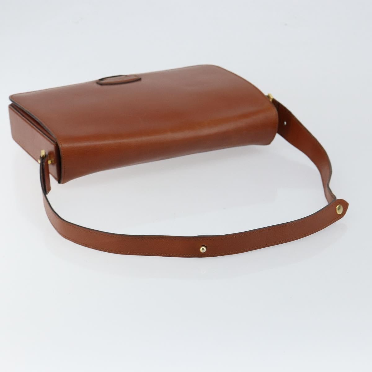 Dior Christian Dior Shoulder Bag Leather Brown Gold Authentic hk3117