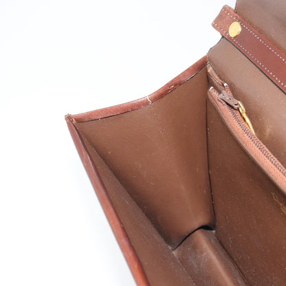 Dior Christian Dior Shoulder Bag Leather Brown Gold Authentic mr2273
