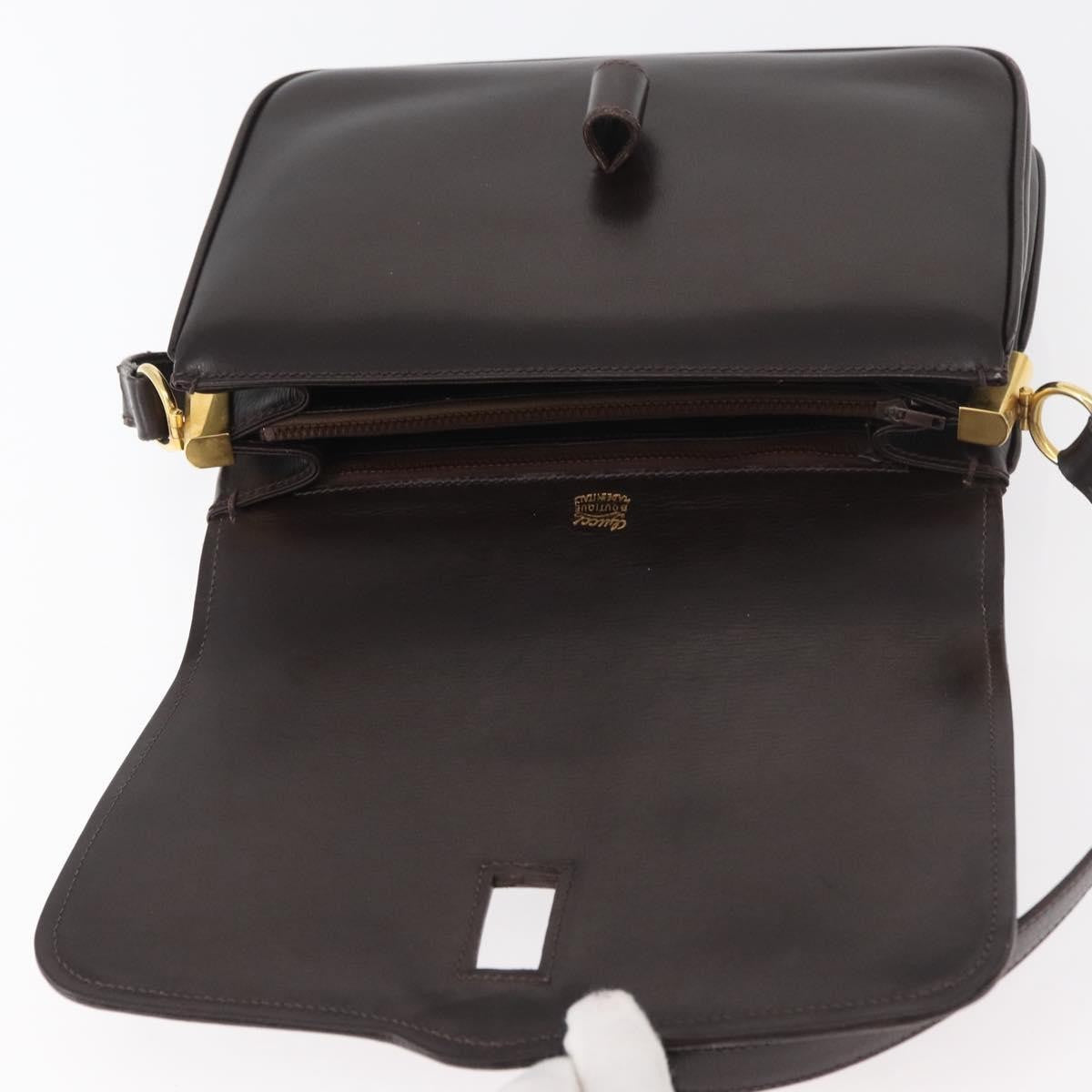 Gucci GUCCI Shoulder Bag Leather Brown Gold Authentic ep14284