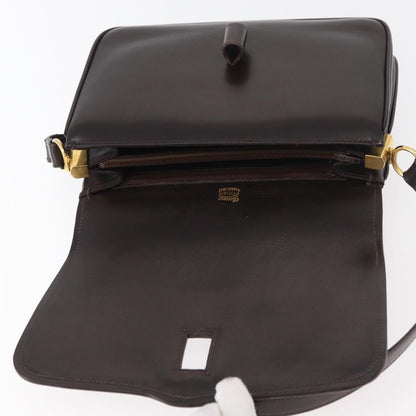 Gucci GUCCI Shoulder Bag Leather Brown Gold Authentic ep14284