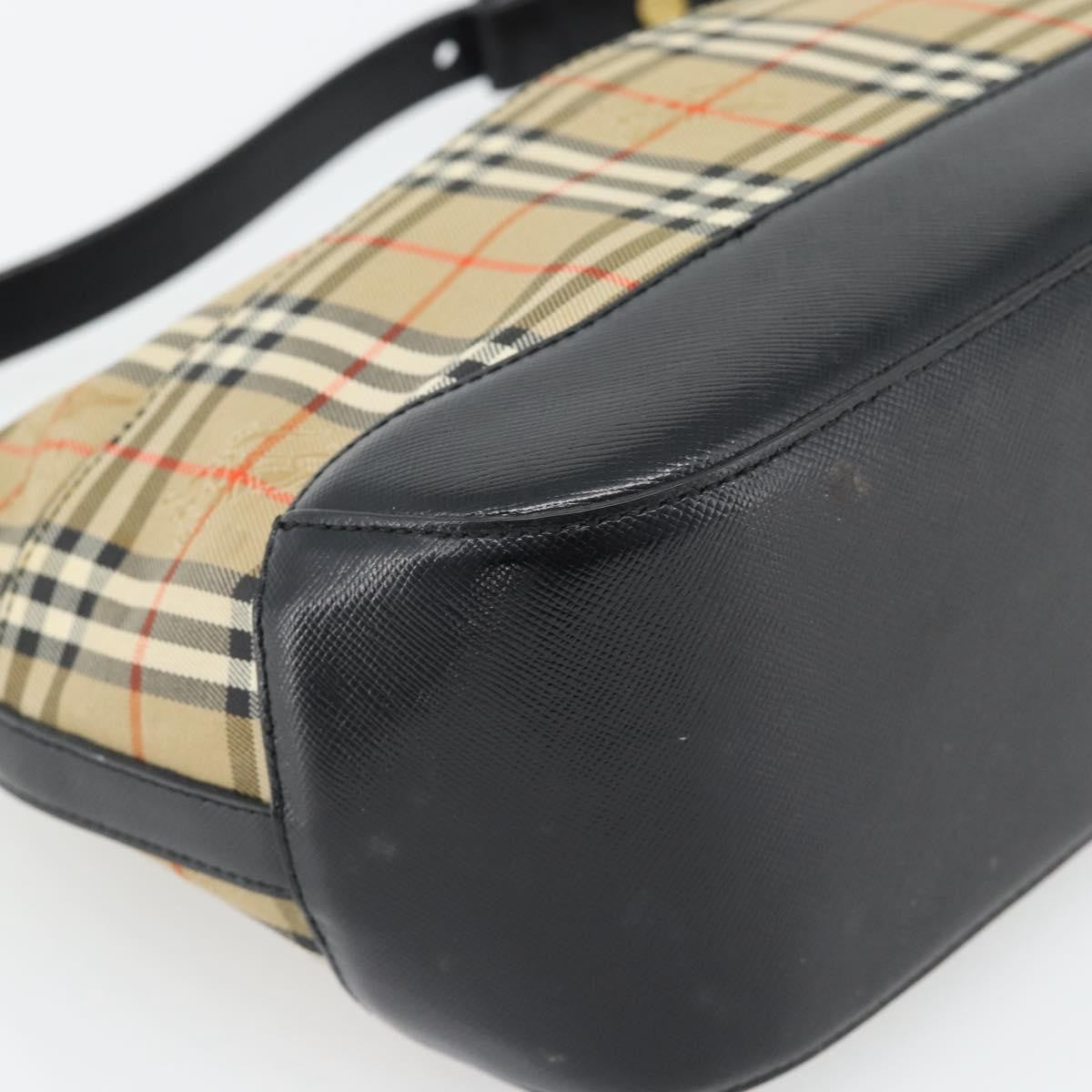 Burberry BURBERRY Nova Check Shoulder Bag Canvas Beige Gold Authentic 182559