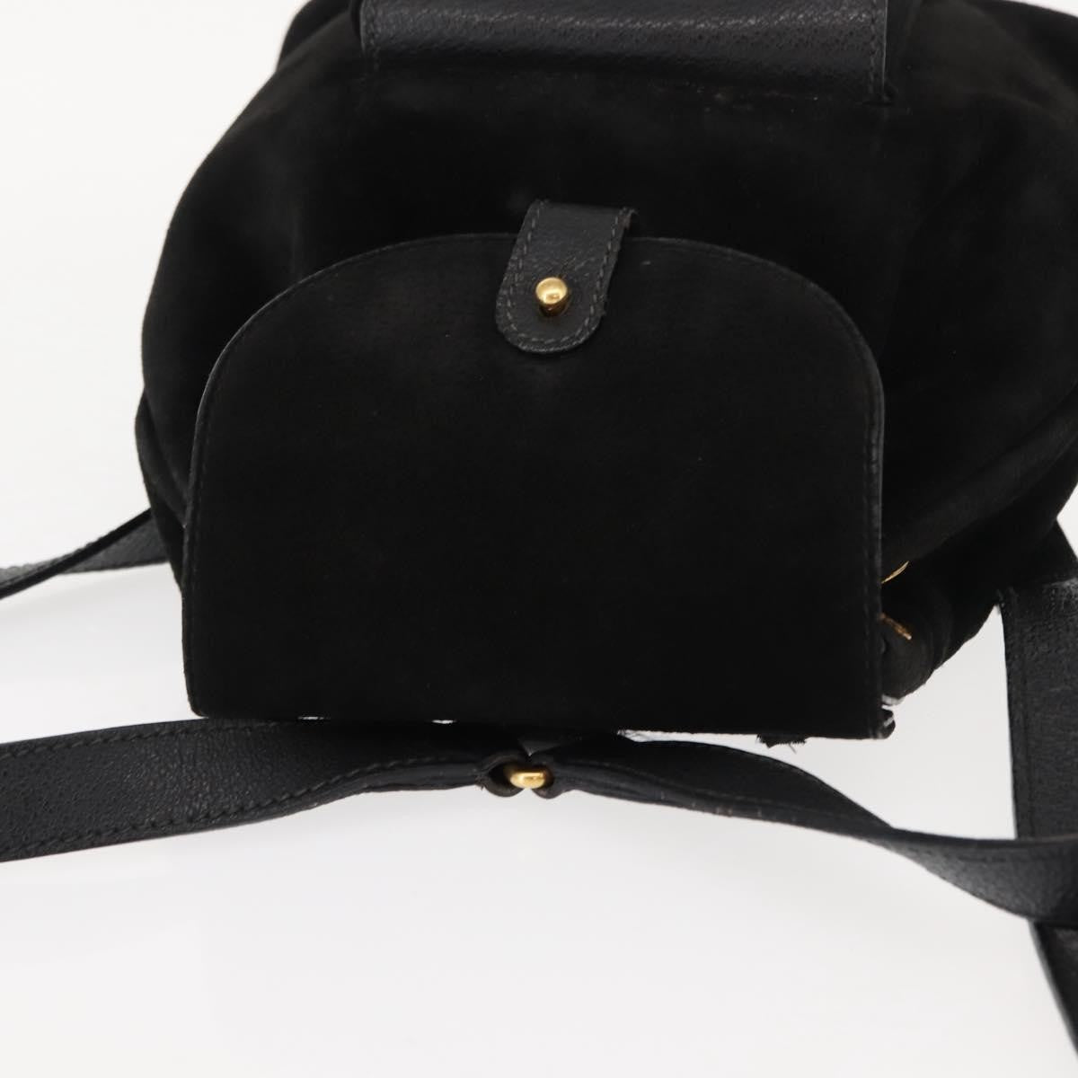 Gucci GUCCI Bamboo Backpack Suede Black Gold 003 58 0030 Authentic ep11366 Bag