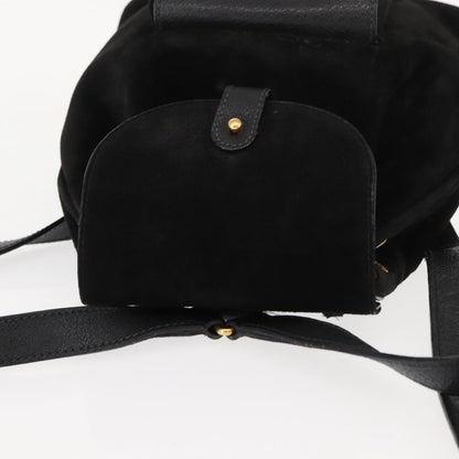 Gucci GUCCI Bamboo Backpack Suede Black Gold 003 58 0030 Authentic ep11366 Bag
