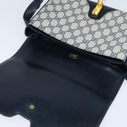 Gucci GUCCI GG Supreme Shoulder Bag PVC Navy Gold Authentic 147854