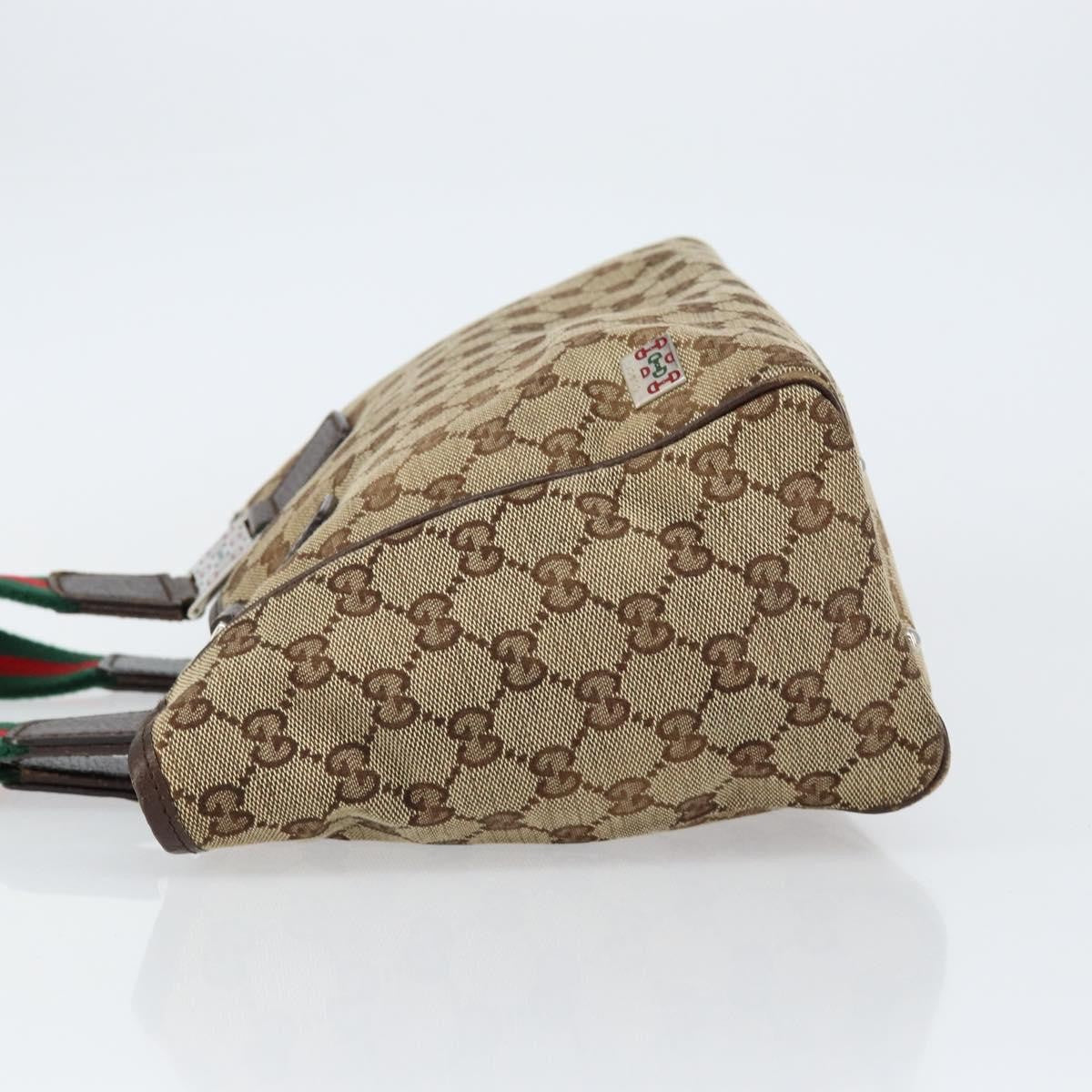 Gucci GUCCI GG Canvas Web Sherry Line Hand Bag Beige Red Green 145810 Authentic 155191
