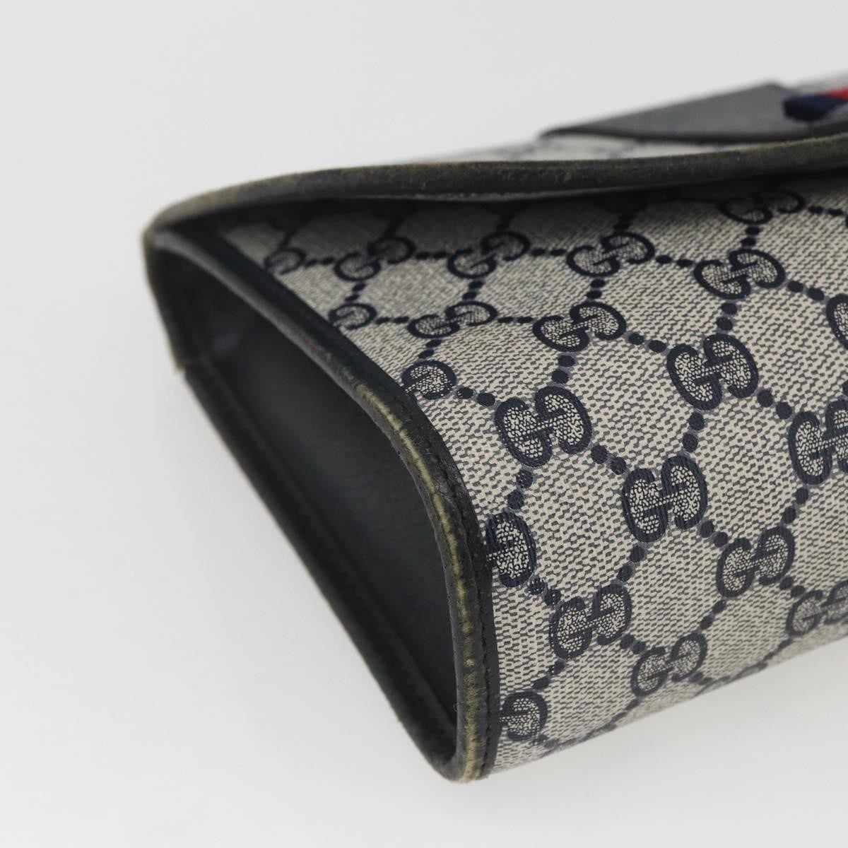 Gucci GUCCI GG Supreme Sherry Line Clutch Bag PVC Navy Gold 89 01 030 Authentic 167905