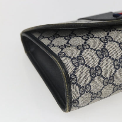 Gucci GUCCI GG Supreme Sherry Line Clutch Bag PVC Navy Gold 89 01 030 Authentic 167905