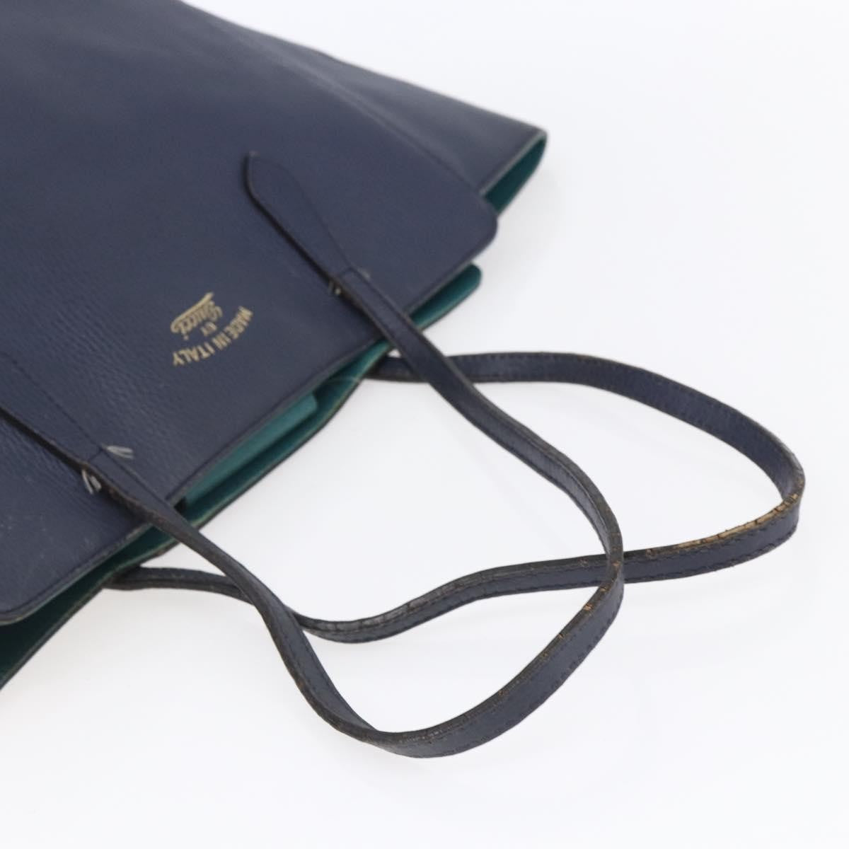 Gucci GUCCI Tote Bag Leather Navy Gold 354397 Authentic 152574