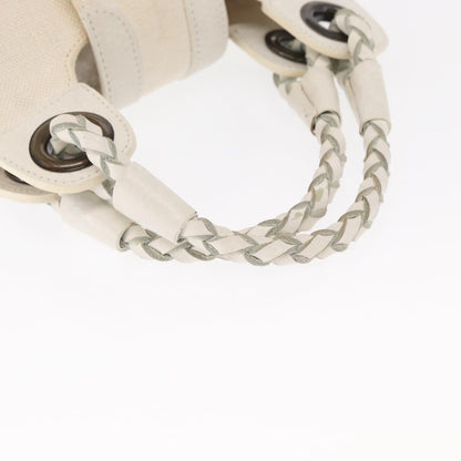 Chloé Chloé Chloe Hand Bag Canvas Leather White Authentic mr1648