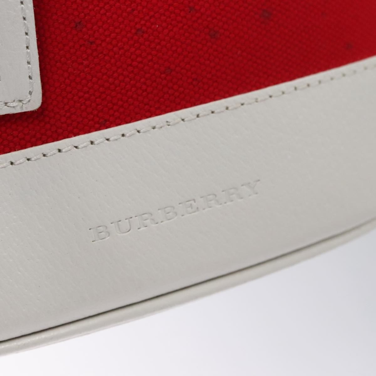 Burberry BURBERRY Blue Label Hand Bag Canvas Leather Red White Silver Authentic 113132
