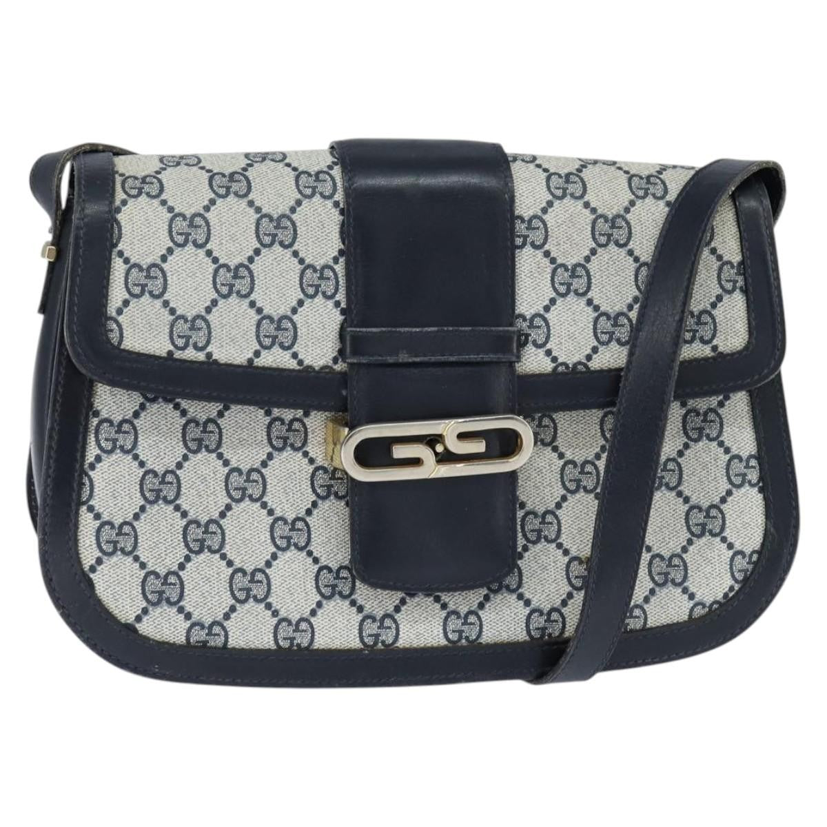 Gucci GUCCI GG Supreme Shoulder Bag PVC Navy Gold Authentic 150027