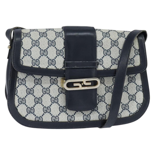 Gucci GUCCI GG Supreme Shoulder Bag PVC Navy Gold Authentic 150027