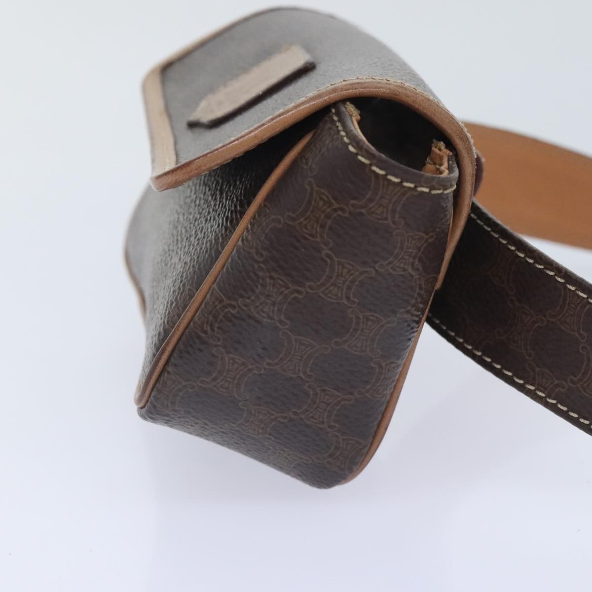 Celine CELINE Macadam Canvas Waist bag PVC Leather Brown Gold Authentic yk15121