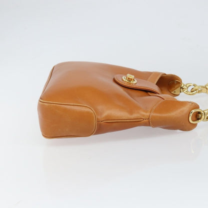 Celine CELINE Shoulder Bag Leather Brown Gold Authentic 166334