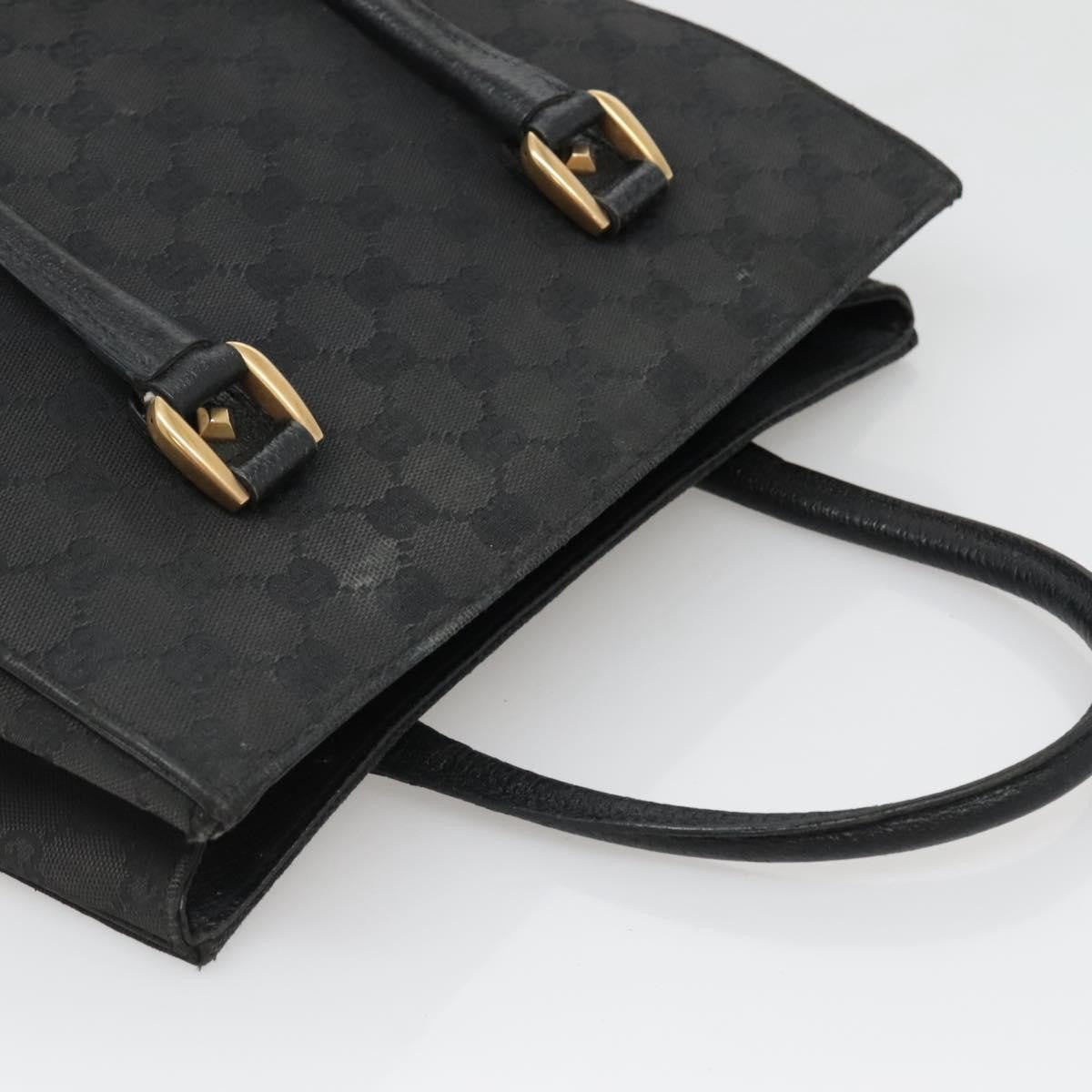 Gucci GUCCI GG Canvas Hand Bag Black Gold 120895 Authentic 130978