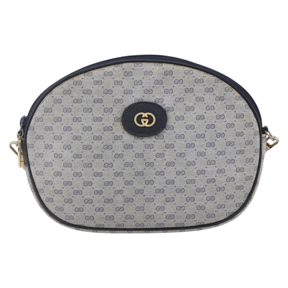 Gucci GUCCI Micro GG Supreme Shoulder Bag PVC Navy Gold Authentic BA7782