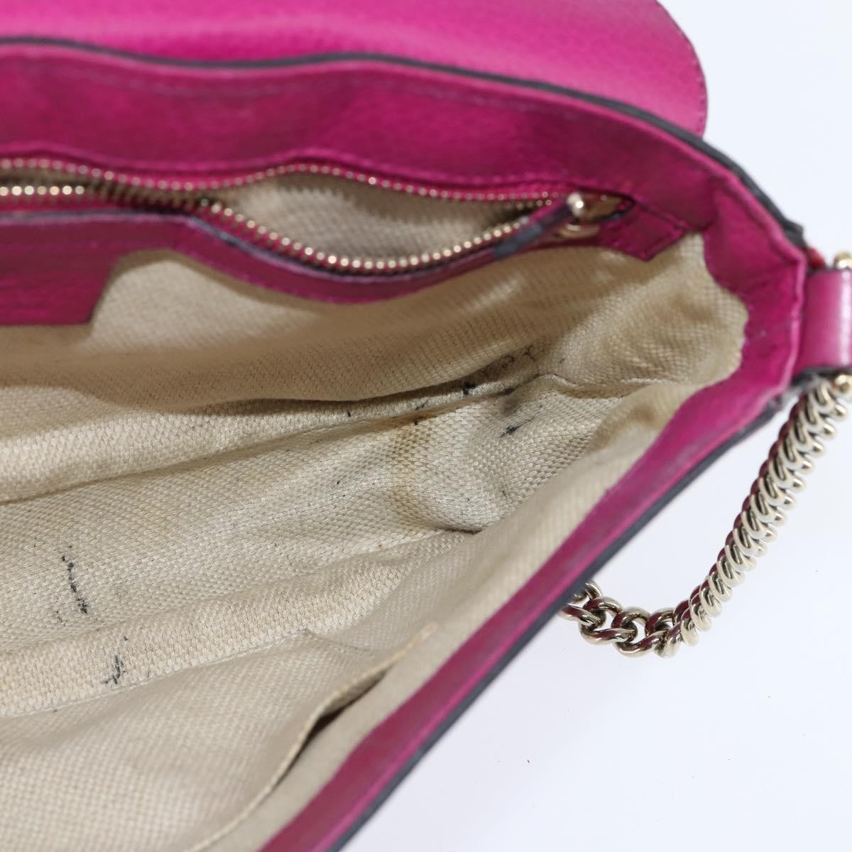 Gucci GUCCI Chain Soho Shoulder Bag Leather Pink Gold 336752 Authentic 150086
