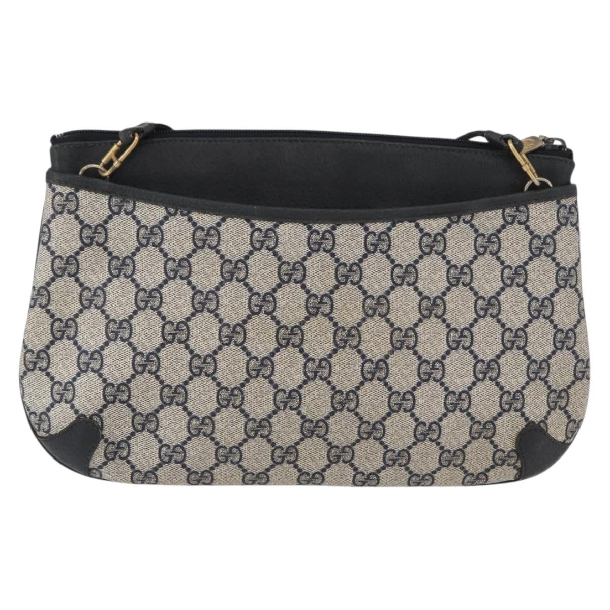 Gucci GUCCI GG Supreme Sherry Line Shoulder Bag PVC Navy Gold 904 02 026 Authentic mr2029