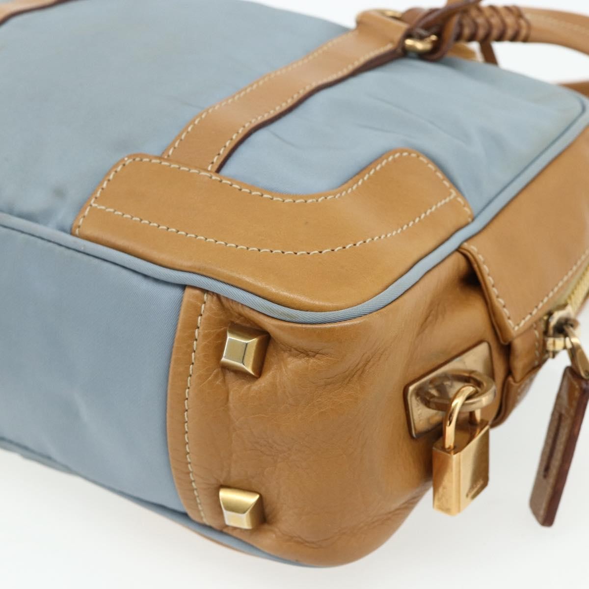 Prada PRADA Shoulder Bag Nylon Light Blue Gold Authentic 179021
