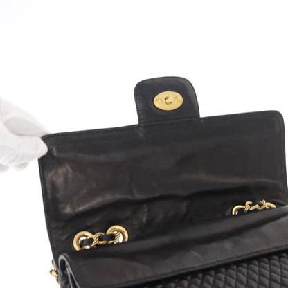 BALLY BALLY Chain Shoulder Bag Leather Black Gold Authentic 157788
