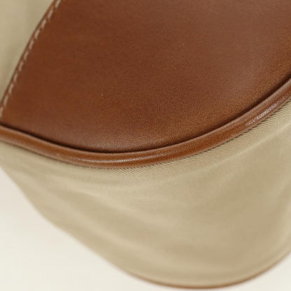 Prada PRADA Hand Bag Nylon Leather Beige Gold Authentic am11645A