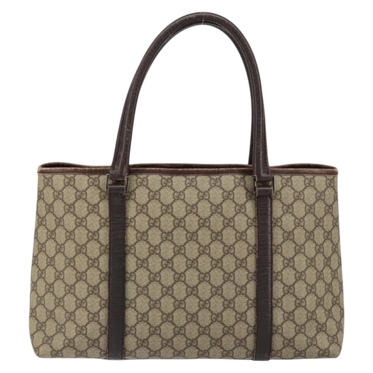 Gucci GUCCI GG Supreme Tote Bag PVC Beige Silver 114595 Authentic ep12164