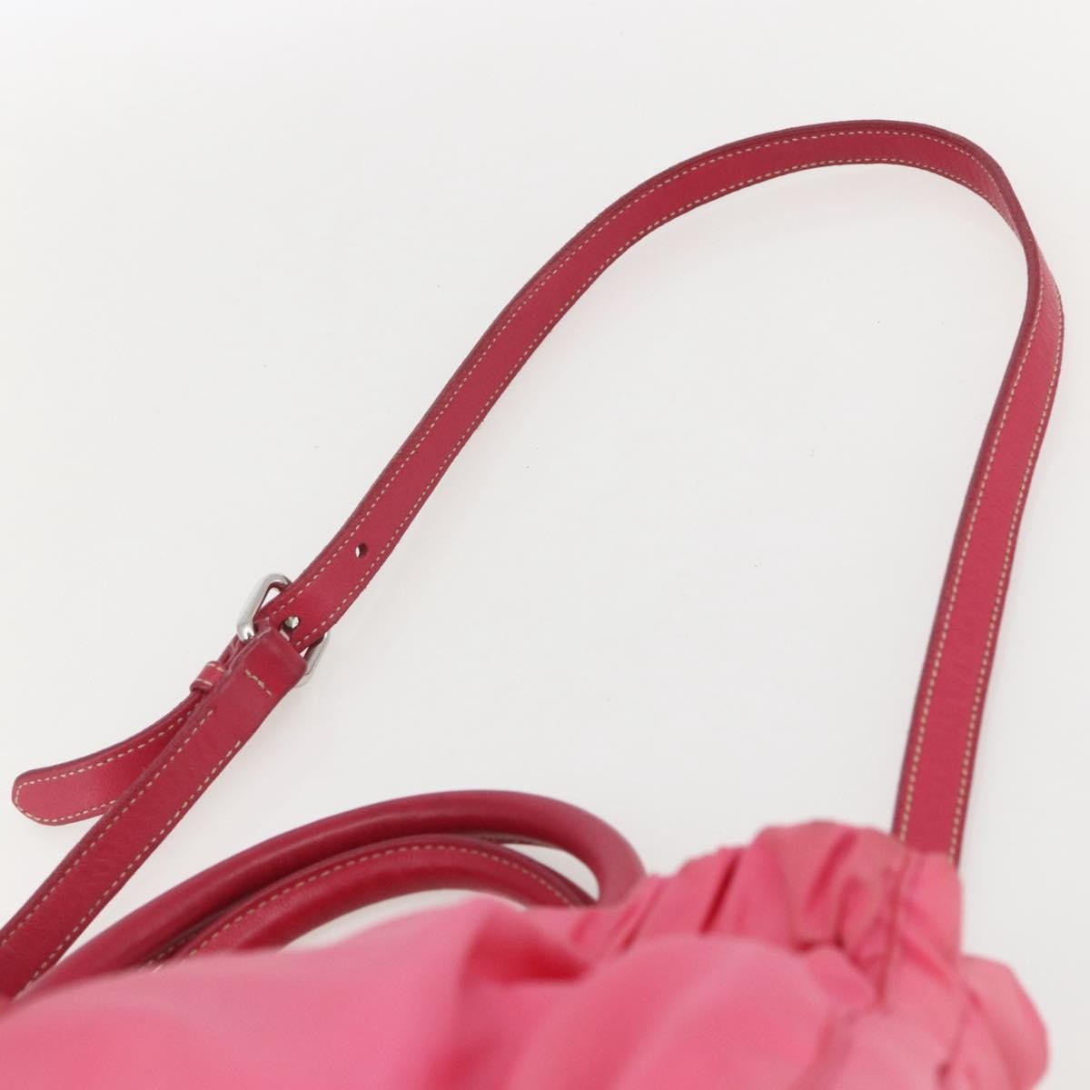 Prada PRADA Hand Bag Nylon 2way Pink Gold Authentic 159239