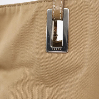 Prada PRADA Tote Bag Nylon Leather Beige Silver Authentic 156731