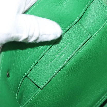 Balenciaga BALENCIAGA The Paper Tote Bag Leather 2way Green Silver 370926 Authentic 179403A