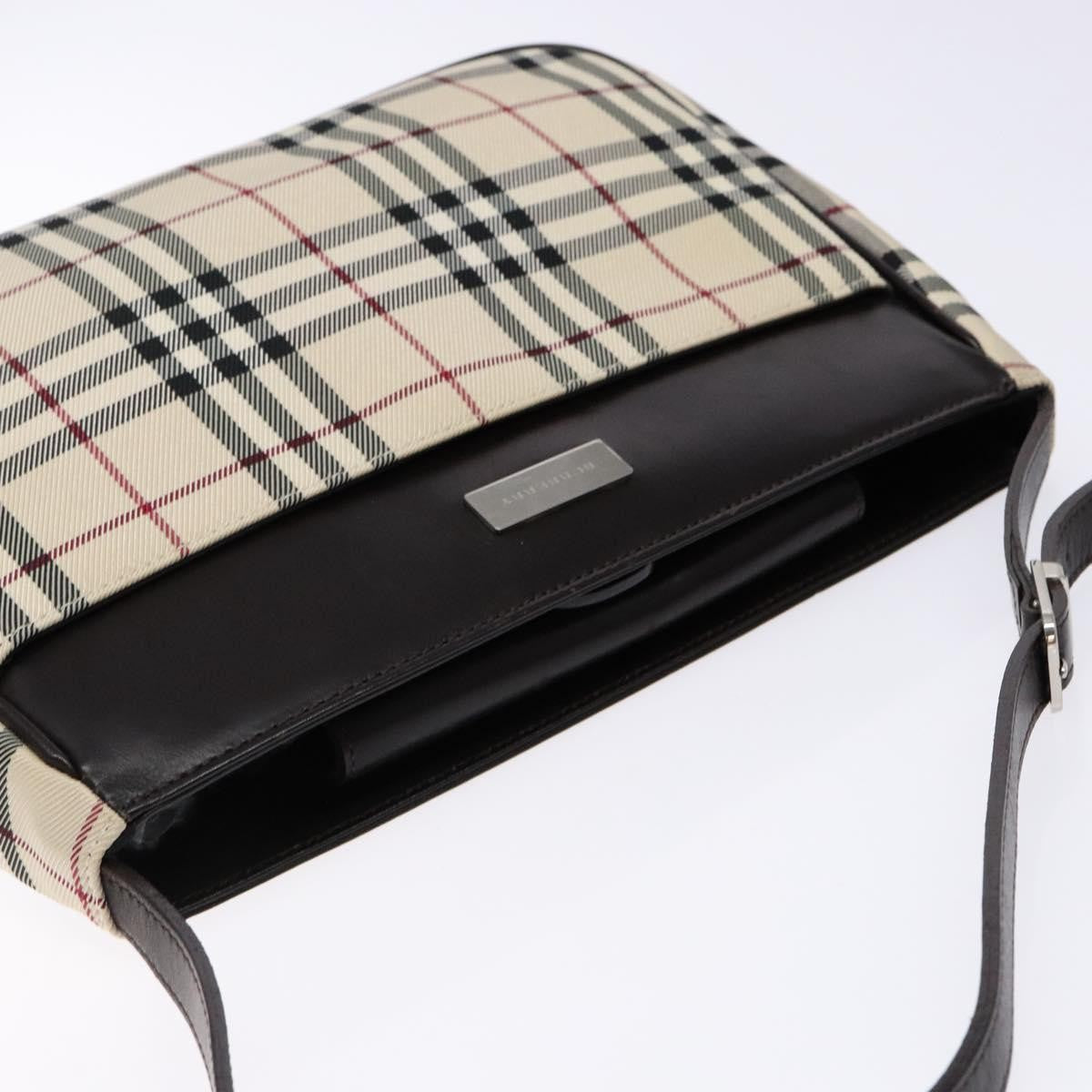 Burberry BURBERRY Nova Check Shoulder Bag Canvas Beige Silver Authentic 138176