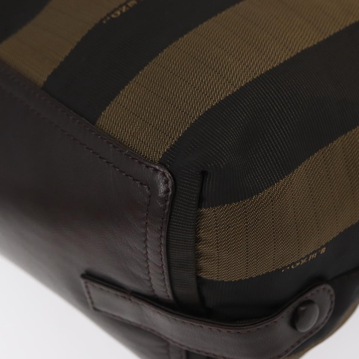 Fendi FENDI Pecan Canvas Hand Bag Black Brown Authentic ep11974