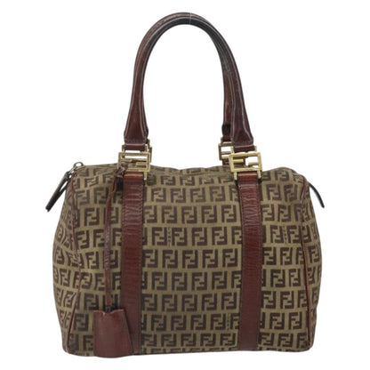 Fendi FENDI Zucchino Canvas Hand Bag Beige Gold Authentic ka2154
