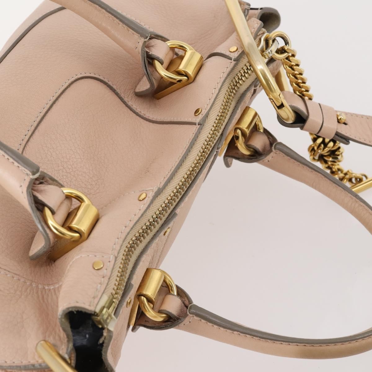 Chloé Chloé Chloe Hailey Hand Bag Leather 2way Pink Gold 02165665 Authentic YKZ911A