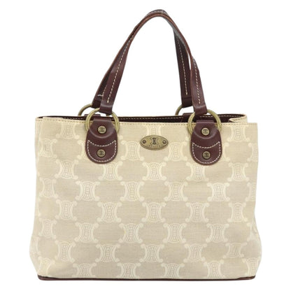 Celine CELINE Macadam Canvas Hand Bag Beige Gold Authentic 168626