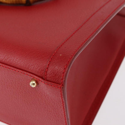 Gucci GUCCI Bamboo Hand Bag Leather Red Gold 002 0260 2615 Authentic ep12137