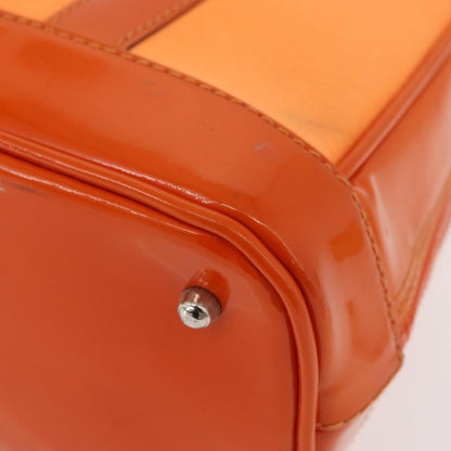 Gucci GUCCI Bamboo Hand Bag Patent leather 2way Orange Silver Authentic 162597