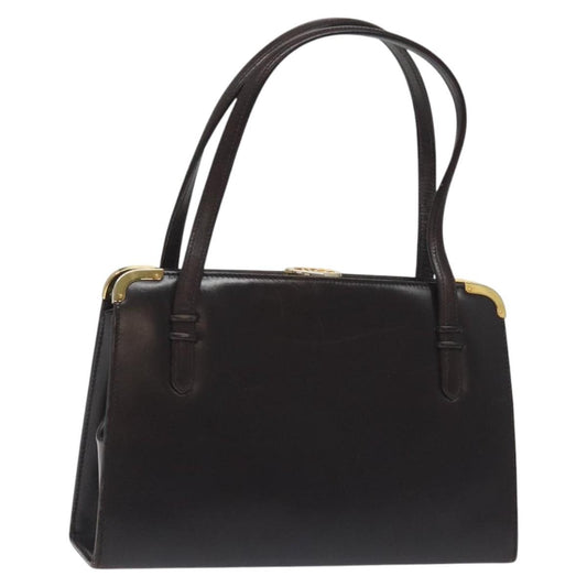 Gucci GUCCI Hand Bag Leather Brown Gold Authentic ep9221