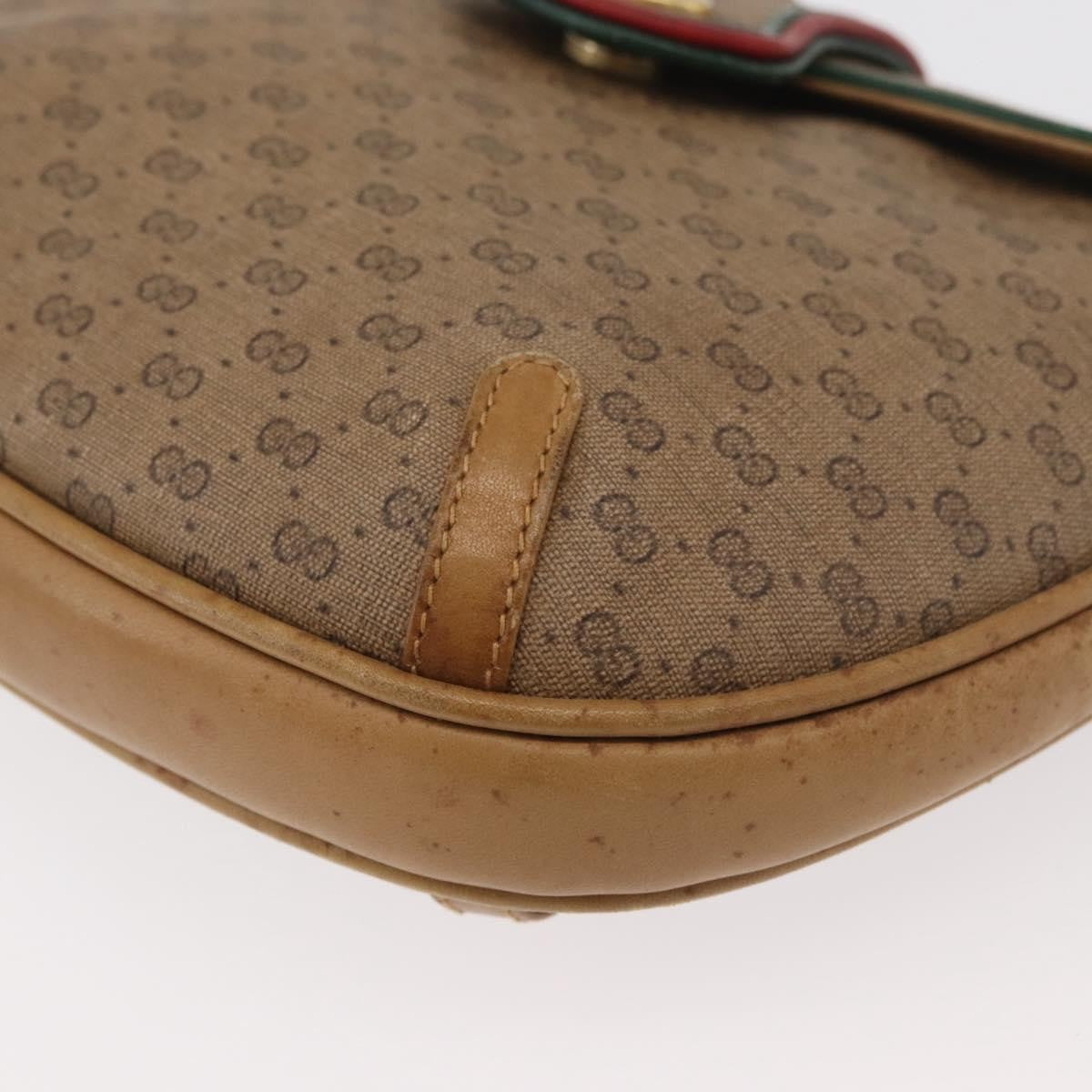 Gucci GUCCI Micro GG Supreme Shoulder Bag PVC Beige Gold Authentic 176833